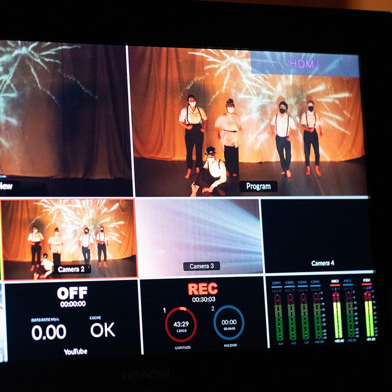 Livestream control panel for theatre show, "The Upside".