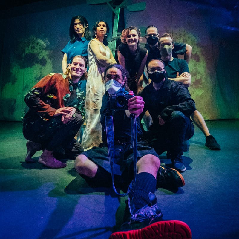 Andrew Woolner poses with the cast of "Matsukaze".